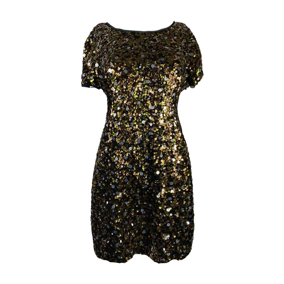 TIBI Gold Sequin Mini Dress US 8 | UK 12 The Freperie TIBI Gold Sequin Mini Dress US 8 | UK 12 The Freperie