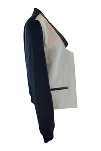 TIBI Virgin Wool Blend Black White Open Front Jacket (M)-TIBI New York-The Freperie