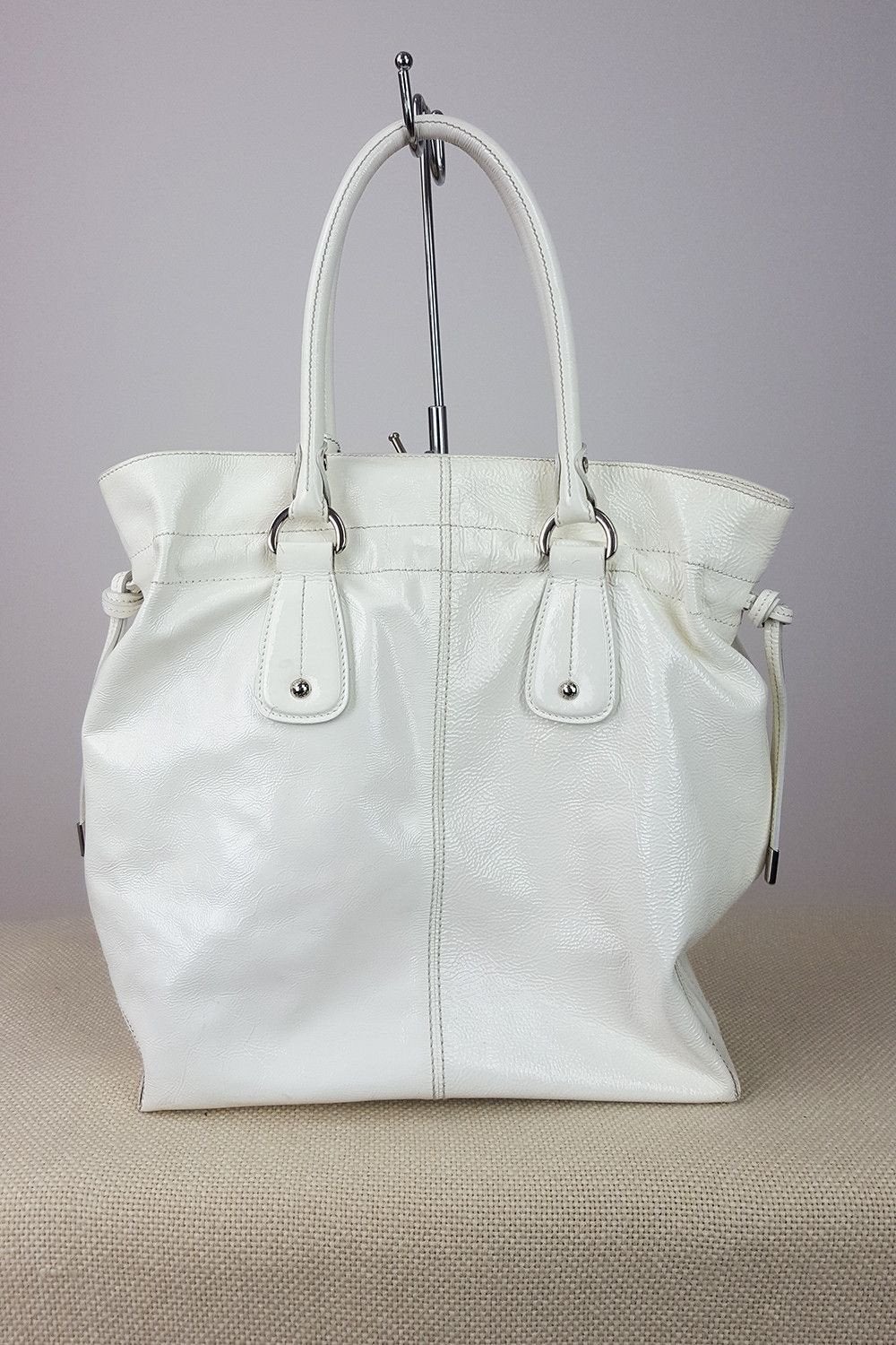 TOD'S White Patent Leather Shopper Bag-Tods-The Freperie
