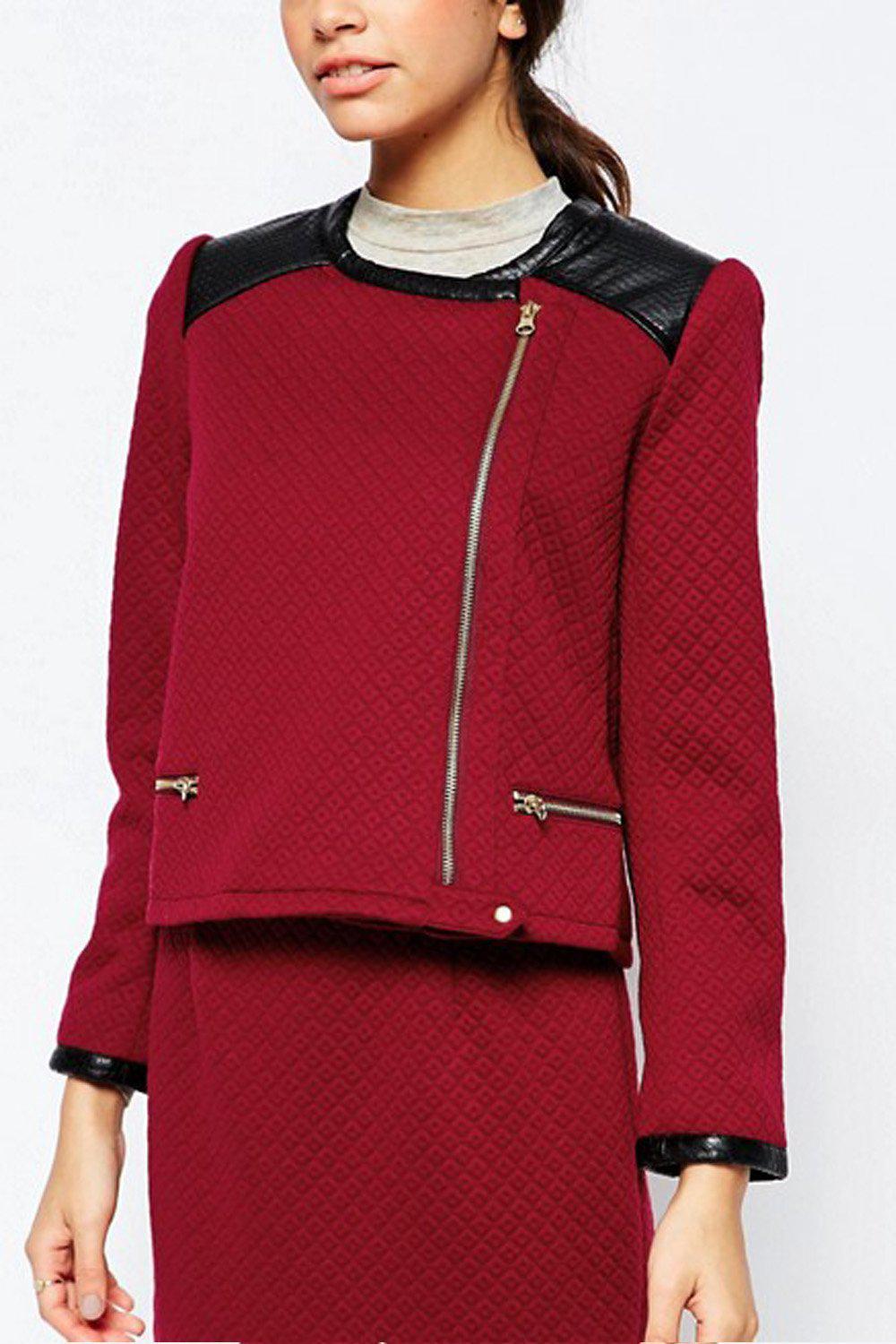 TRAFFIC PEOPLE Red Quilted Zip It Cropped Jacket (XL)-Traffic People-The Freperie