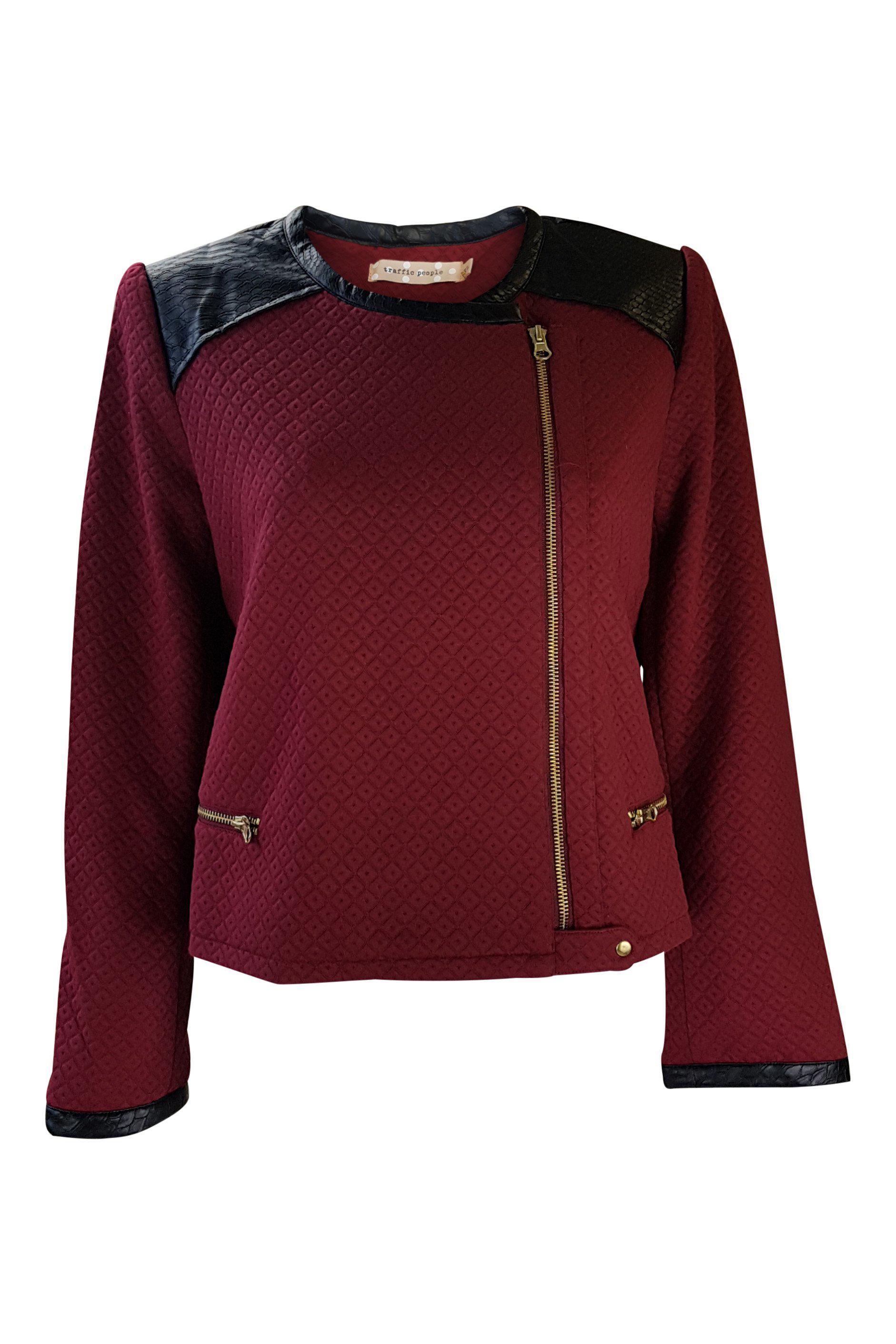 TRAFFIC PEOPLE Red Quilted Zip It Cropped Jacket (XL)-Traffic People-The Freperie