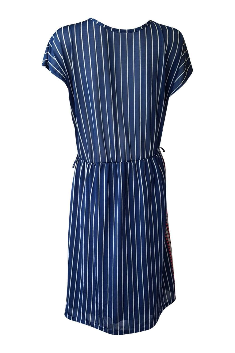 UNBRANDED Vintage Blue Pinstripe Dress-Unbranded-The Freperie