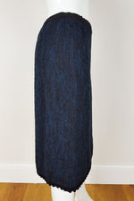 Load image into Gallery viewer, UNLABELLED Wool and Metallic Blue Pencil Skirt (UK 8)-Unlabelled-The Freperie
