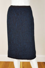 Load image into Gallery viewer, UNLABELLED Wool and Metallic Blue Pencil Skirt (UK 8)-Unlabelled-The Freperie
