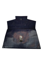 Load image into Gallery viewer, UNLABELLED VINTAGE 1960s 1970s Navy Blue Leather Flap Front Purse (M)-Unlabelled-The Freperie
