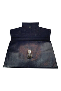 UNLABELLED VINTAGE 1960s 1970s Navy Blue Leather Flap Front Purse (M)-Unlabelled-The Freperie