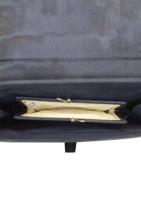 UNLABELLED VINTAGE 1960s 1970s Navy Blue Leather Flap Front Purse (M)-Unlabelled-The Freperie