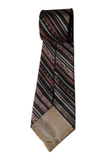 Load image into Gallery viewer, UNLABELLED Vintage Style Geometric Brown Striped Tie (58.5&quot;)-Unlabelled-The Freperie
