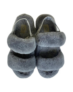 Ugg Oh Yeah Fluffy Double Strap Flat Sandals in Grey UK 5 | EU 38-The Freperie