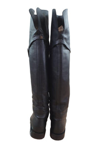 VALENTINO Black Animalia Leather Over Knee Boots (EU 39)-Valentino-The Freperie