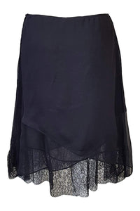 VALENTINO Black Silk and Lace Mini Skirt-Valentino-The Freperie