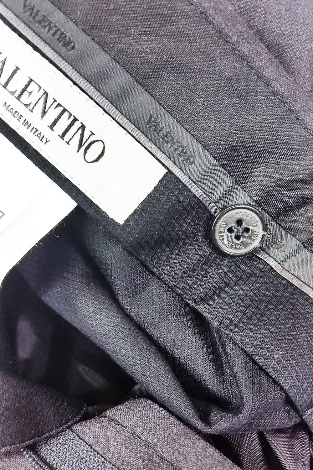 VALENTINO Men's Grey Virgin Wool Crease Front Straight Leg Trousers (I ...