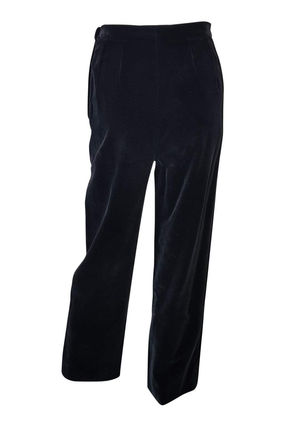 VALENTINO Miss V Black Cotton Velvet Trousers (42)-Valentino-The Freperie