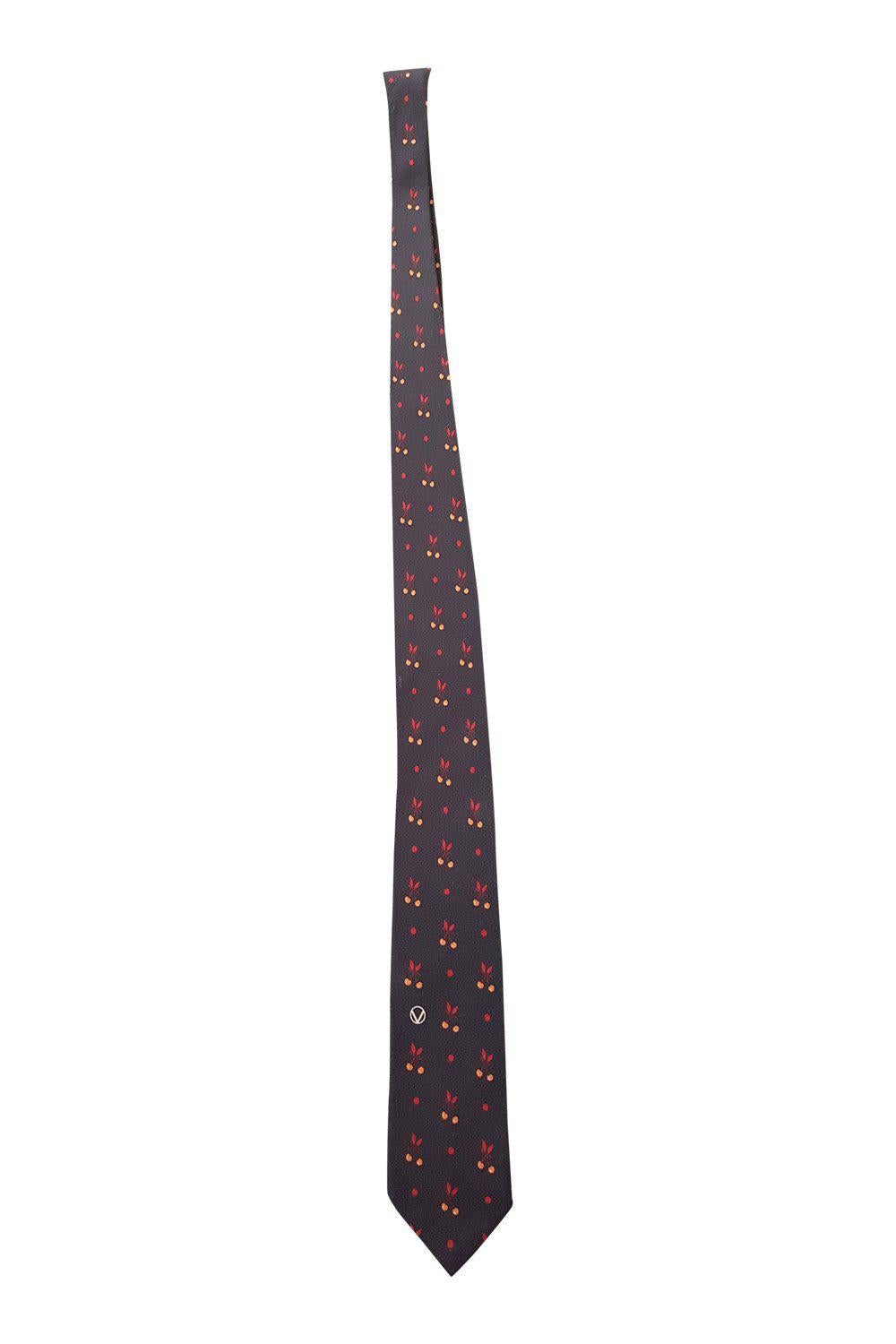 VALENTINO Vintage 100% Silk Black Berry Print Tie (55")-The Freperie