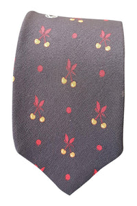 VALENTINO Vintage 100% Silk Black Berry Print Tie (55")-The Freperie