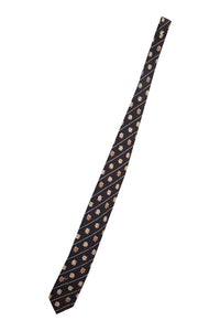 VALENTINO Vintage Silk Black Tie Abstract Print Repeat (55")-Valentino-The Freperie