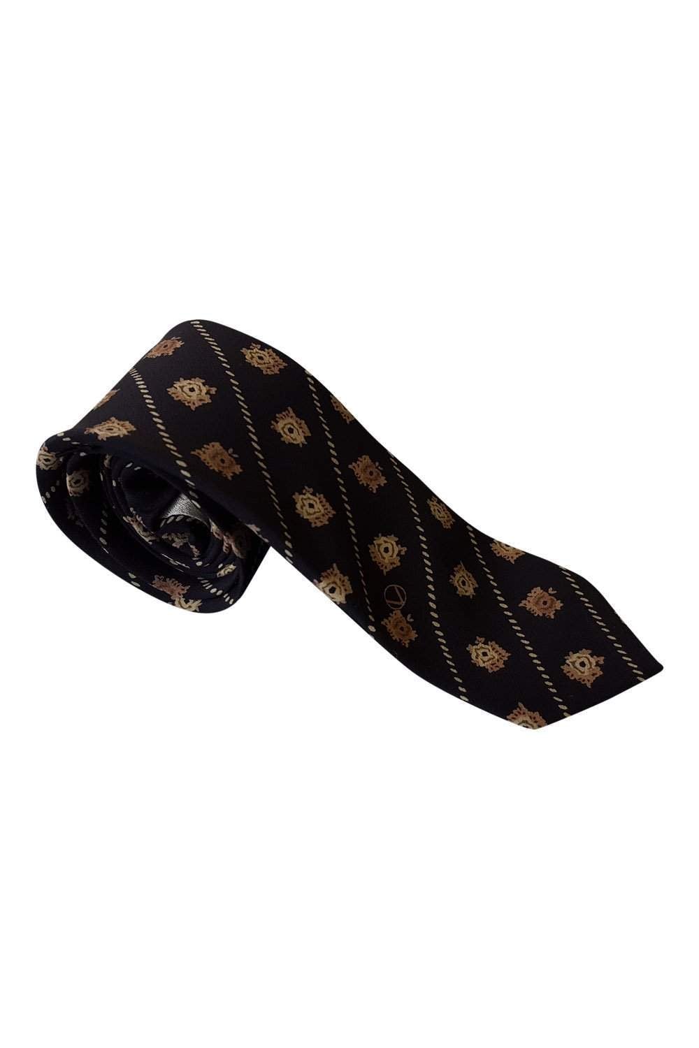 VALENTINO Vintage Silk Black Tie Abstract Print Repeat (55")-Valentino-The Freperie
