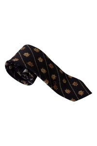VALENTINO Vintage Silk Black Tie Abstract Print Repeat (55")-Valentino-The Freperie