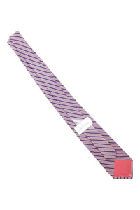 VALENTINO Vintage 100% Silk Blue Tie Red Diagonal Stripes (55")-Valentino-The Freperie