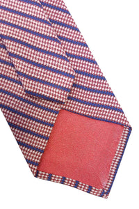 VALENTINO Vintage 100% Silk Blue Tie Red Diagonal Stripes (55")-Valentino-The Freperie