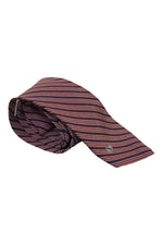 Load image into Gallery viewer, VALENTINO Vintage 100% Silk Blue Tie Red Diagonal Stripes (55&quot;)-Valentino-The Freperie

