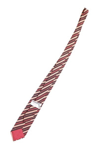 VALENTINO Vintage Silk Brown Red Cream Stripe Tie-Valentino-The Freperie