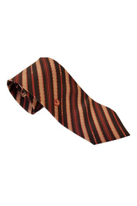 VALENTINO Vintage Silk Brown Red Cream Stripe Tie-Valentino-The Freperie