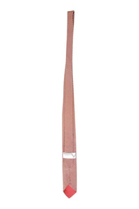 VALENTINO Vintage Silk Brown Tie Red Grey Stripe Repeat-Valentino-The Freperie