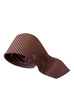 Load image into Gallery viewer, VALENTINO Vintage Silk Brown Tie Red Grey Stripe Repeat-Valentino-The Freperie

