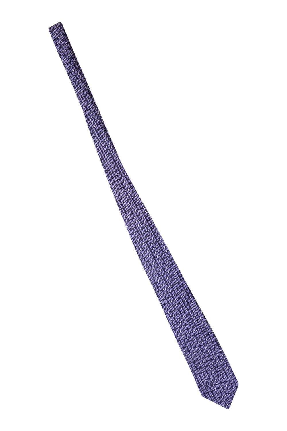 VALENTINO Vintage Silk Purple Geometric Print Tie-Valentino-The Freperie