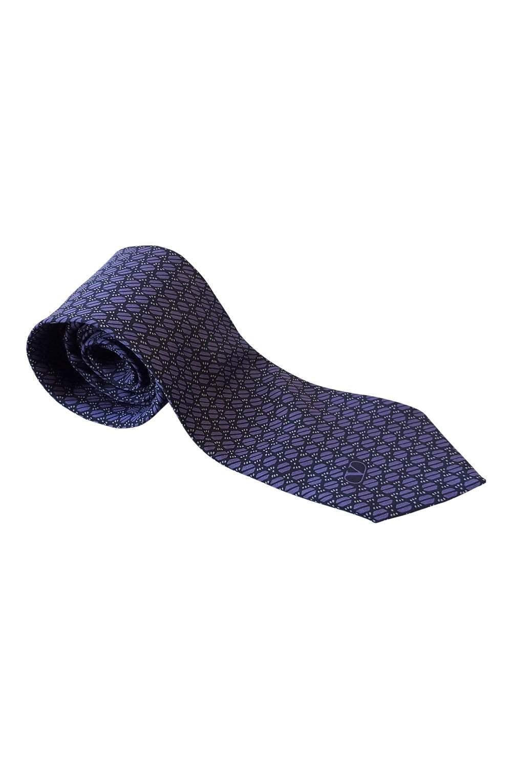 VALENTINO Vintage Silk Purple Geometric Print Tie-Valentino-The Freperie