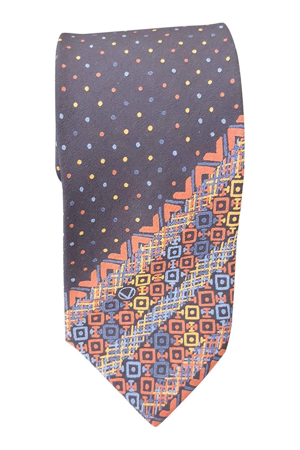 VALENTINO Cravatte Silk Tie Blue Multi Polka Dot Repeat (55.5 L)-Valentino-The Freperie