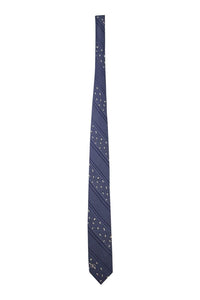 VALENTINO Men's 100% Silk Blue Stripe and Print Tie (56L)-Valentino-The Freperie