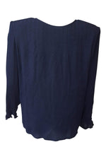 Load image into Gallery viewer, VALENTINO Navy Blue 100% Silk Pin Tuck Blouse (40 / 6)-Valentino-The Freperie
