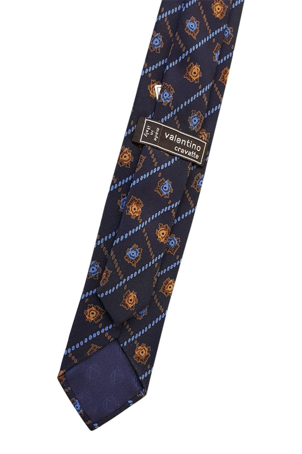 VALENTINO Vintage Silk Blue Tie Abstract Floral Print Repeat (55")-Valentino-The Freperie