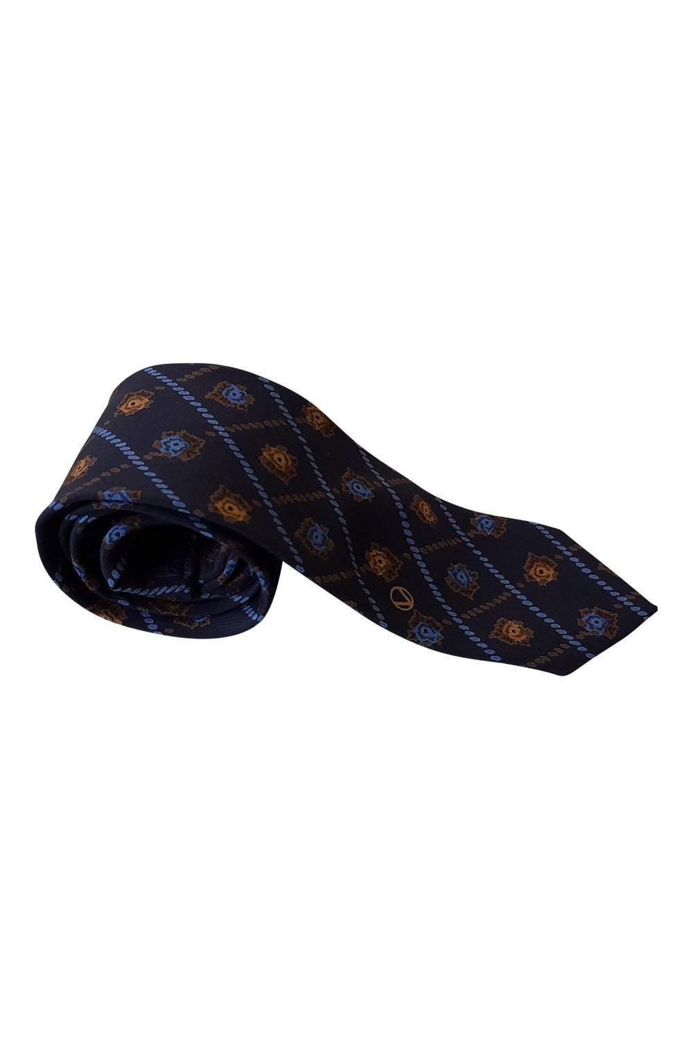 VALENTINO Vintage Silk Blue Tie Abstract Floral Print Repeat (55")-Valentino-The Freperie