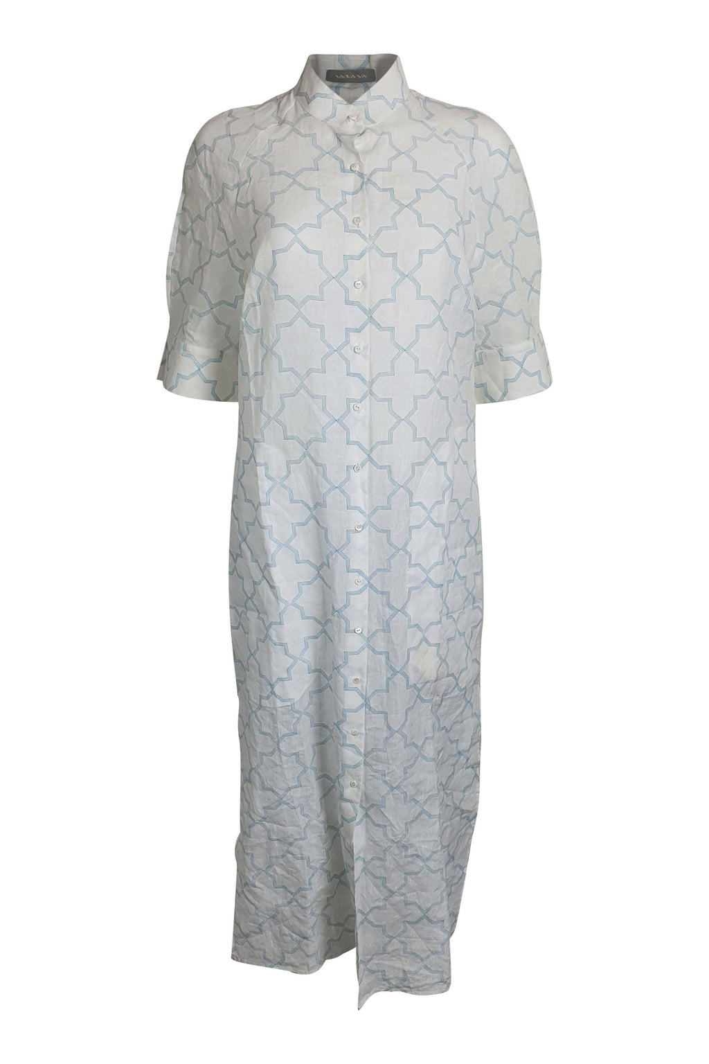 VARANA 100% Cotton Light Weight Geometric Repeat Shirt Dress (8)-The Freperie
