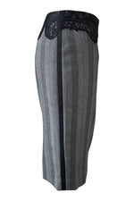 Load image into Gallery viewer, VERSACE Grey Lace Edged Pencil Skirt (IT 38)-Versace-The Freperie
