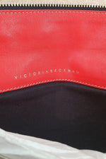 Load image into Gallery viewer, VICTORIA BECKHAM Python Buffalo Large Zip Pouch Pom Pom Red (L)-Victoria Beckham-The Freperie
