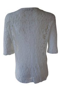 VICTORIA BECKHAM White Cotton Blend Lace Shirt (4)-Victoria Beckham-The Freperie