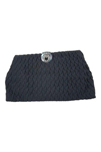 VINTAGE 1920s Ortella Black Ruched Clasp Front Clutch Purse (S)-Unbranded-The Freperie