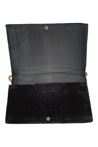 VINTAGE 1930s Black Velvet Embroidered Gold Five Point Flower Repeat Zardozi (S)-The Freperie