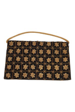 Load image into Gallery viewer, VINTAGE 1930s Black Velvet Embroidered Gold Five Point Flower Repeat Zardozi (S)-The Freperie
