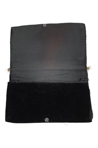 VINTAGE 1930s Black Velvet Embroidered Silver Gold Sunflower Style Zardozi Bag S-The Freperie