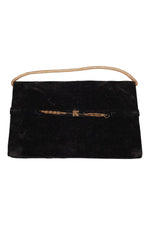 Load image into Gallery viewer, VINTAGE 1930s Black Velvet Embroidered Yellow Gold Floral Arch Sunburst Zardozi (S)-The Freperie
