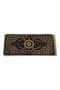 VINTAGE 1930s Black Velvet Gold Thread Embroidered White Beaded Zardozi Bag (S)-Unbranded-The Freperie