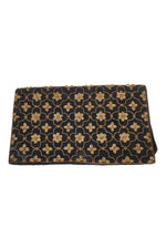 Load image into Gallery viewer, VINTAGE 1930s Black Velvet Hand Embroidered Six Point Flower Repeat Zardozi (S)-The Freperie
