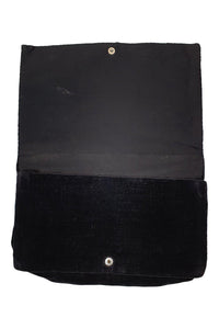 VINTAGE 1930s Black Velvet Handmade Embroidered Floral Zardozi Clutch Evening Bag (S)-Unbranded-The Freperie