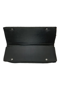 VINTAGE 1930s Black Velvet Long Rectangular Embroidered Striped Zardozi Clutch Bag (S)-Unbranded-The Freperie