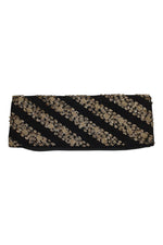 Load image into Gallery viewer, VINTAGE 1930s Black Velvet Long Rectangular Embroidered Striped Zardozi Clutch Bag (S)-Unbranded-The Freperie
